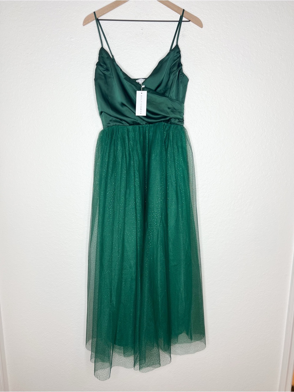 Baltic Born Shonda Sparkle Midi Dress Emerald Green Tulle size XL NWT - Picture 4 of 10